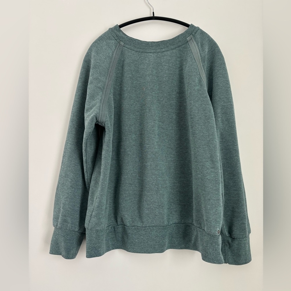 Prana Women’s L Cozy Up Crew Neck Sweatshirtrt Teal Heather Hemp Blend